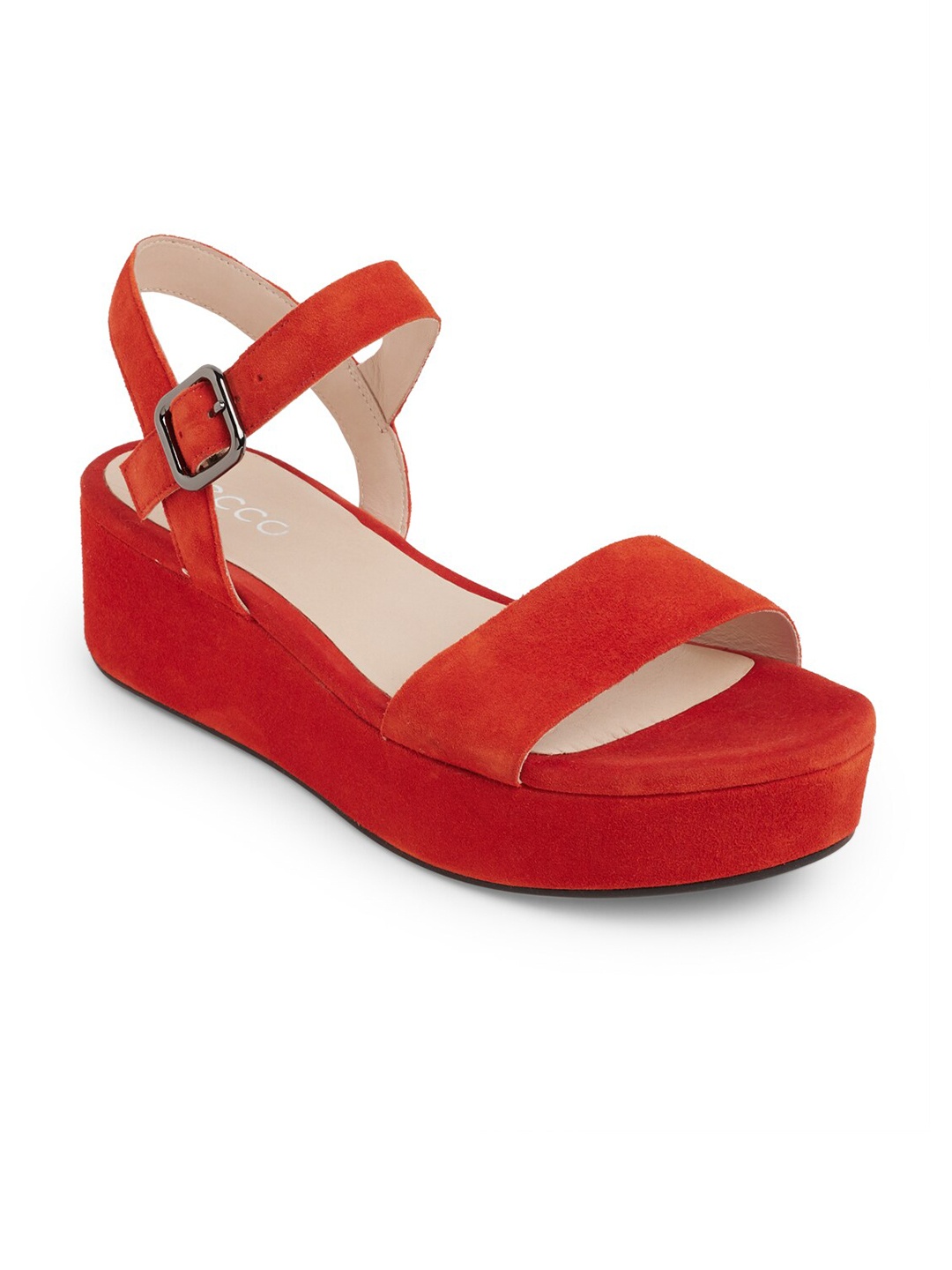 

ECCO Women Red Elevate Plateau Suede Flatform Heels