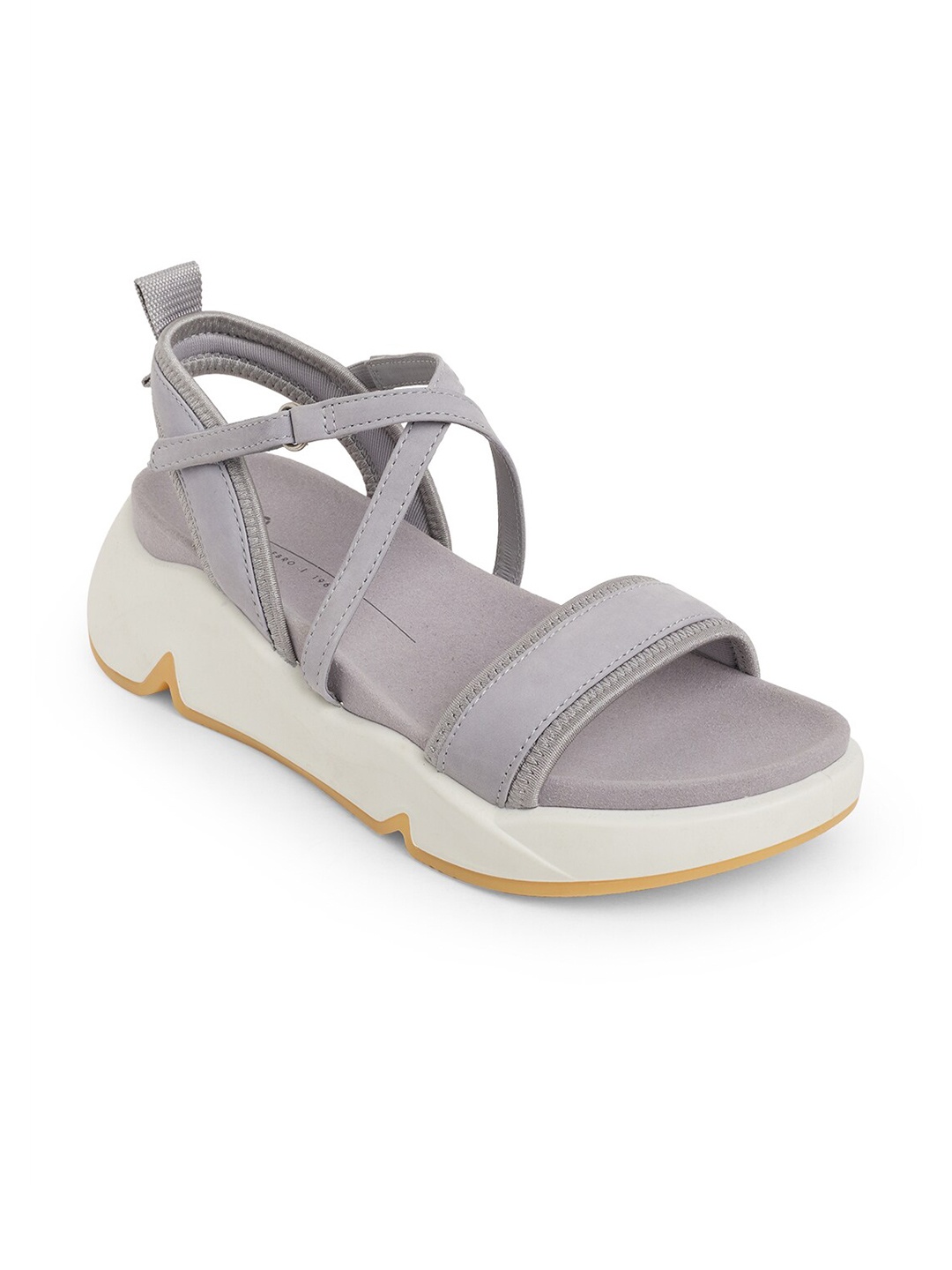 

ECCO Grey & White Leather Sneaker Upgrades Flatform Sandals