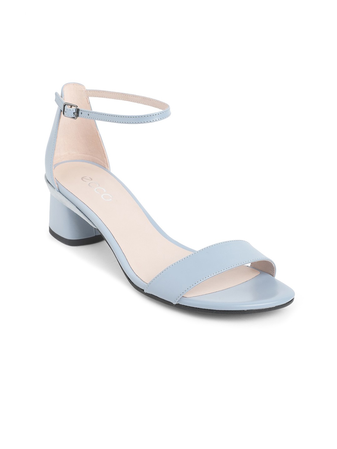 

ECCO Blue Contemporary Leather Block Sandals with Buckles