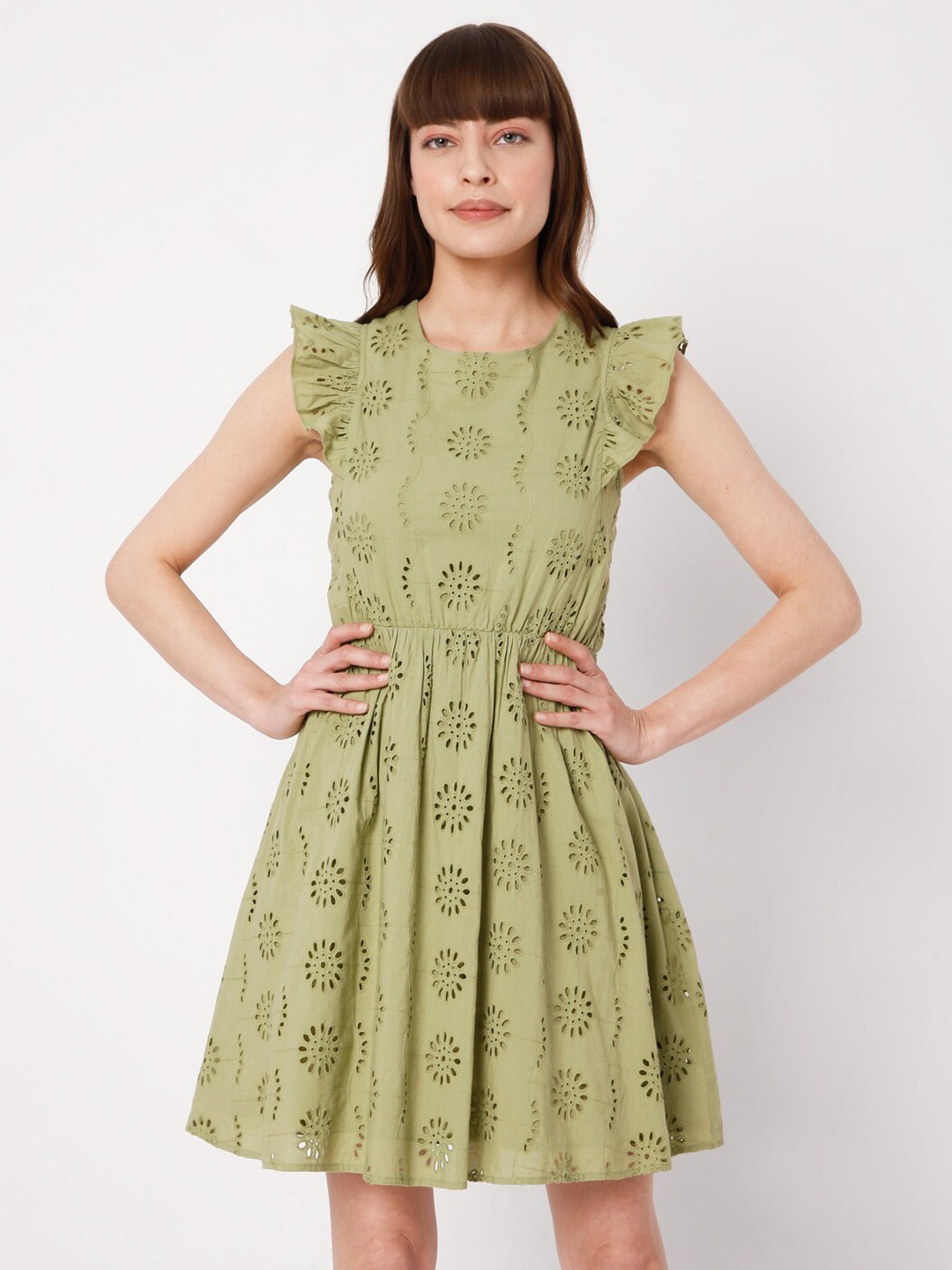 

Vero Moda Women Olive Green Dress