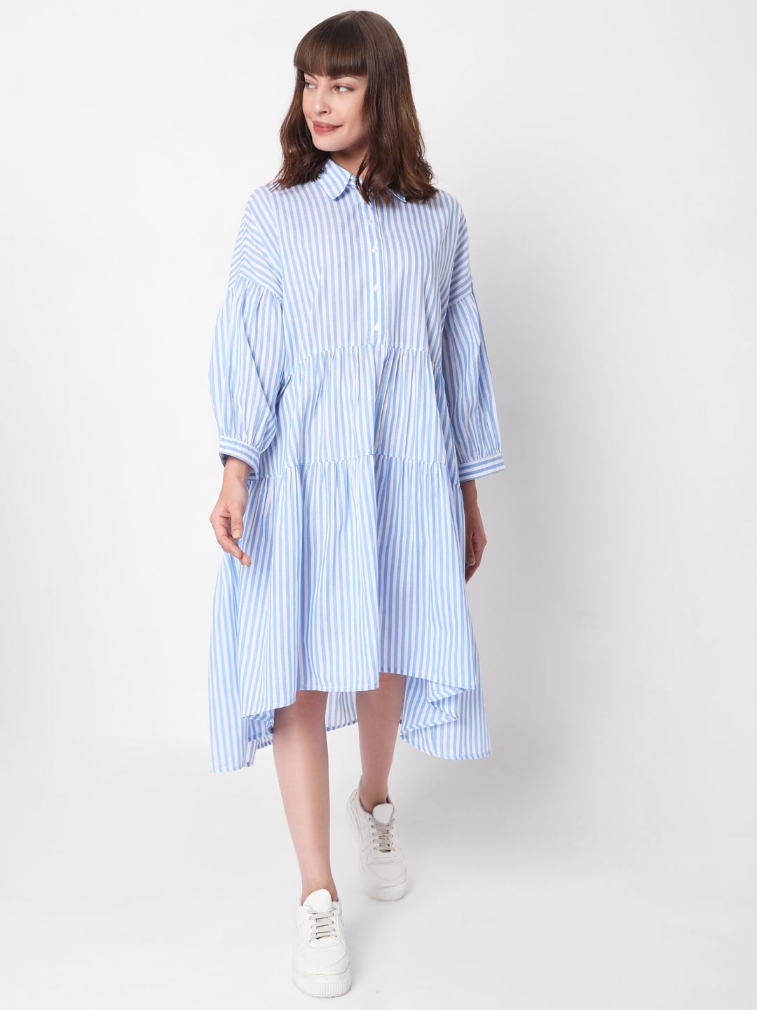 Vero Moda Women Blue & White Striped Shirt Dress - buy at the price of ...
