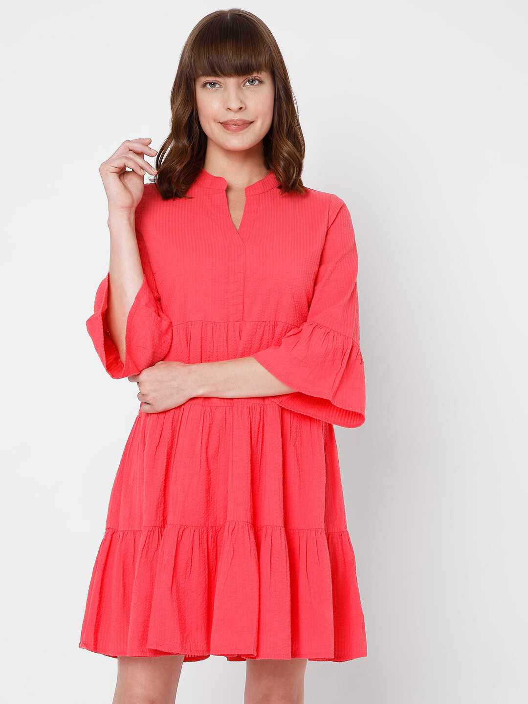 

Vero Moda Red Solid Cotton Dress