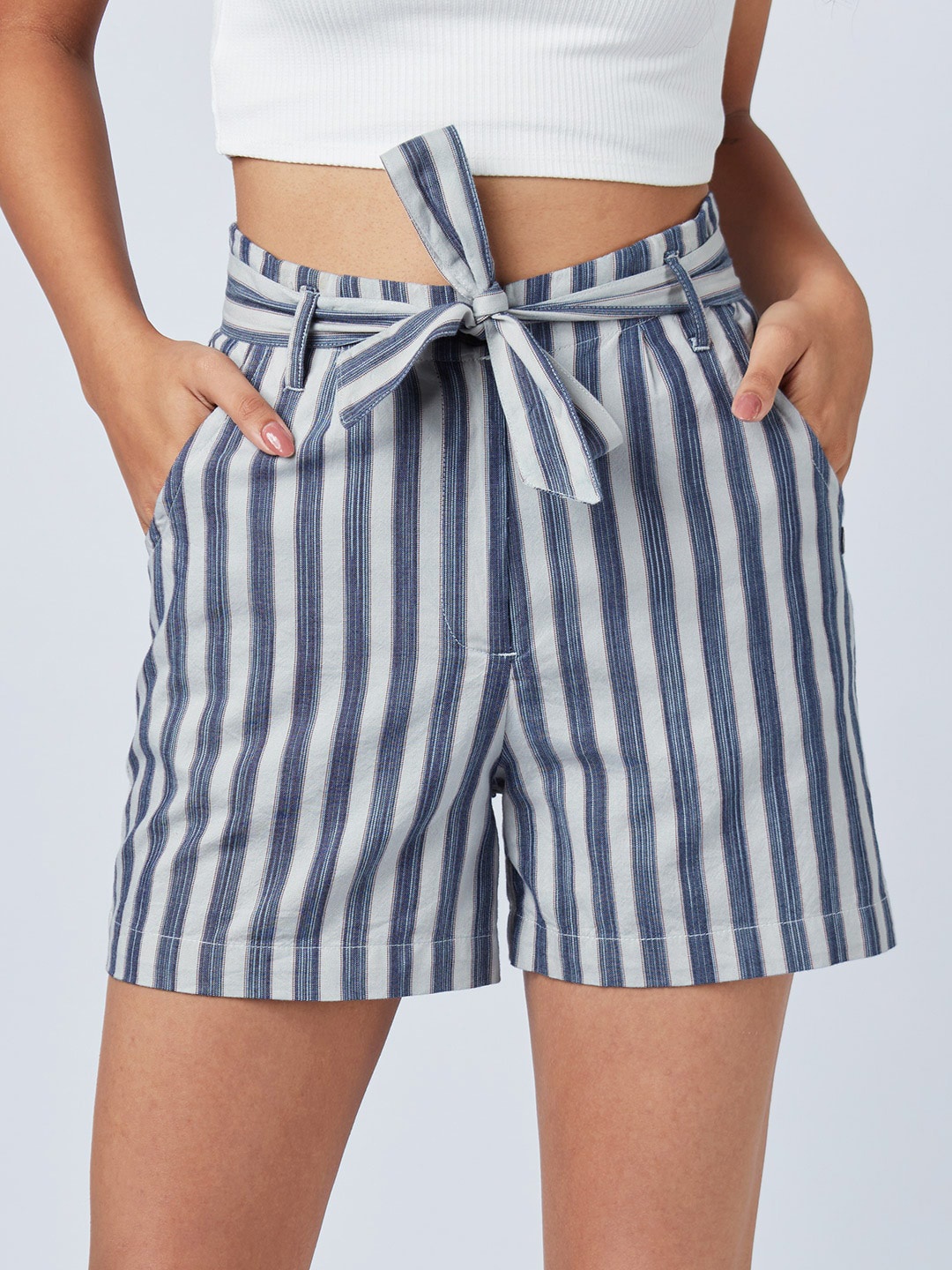 

The Souled Store Women Multicoloured Striped High-Rise Outdoor Shorts, Multi