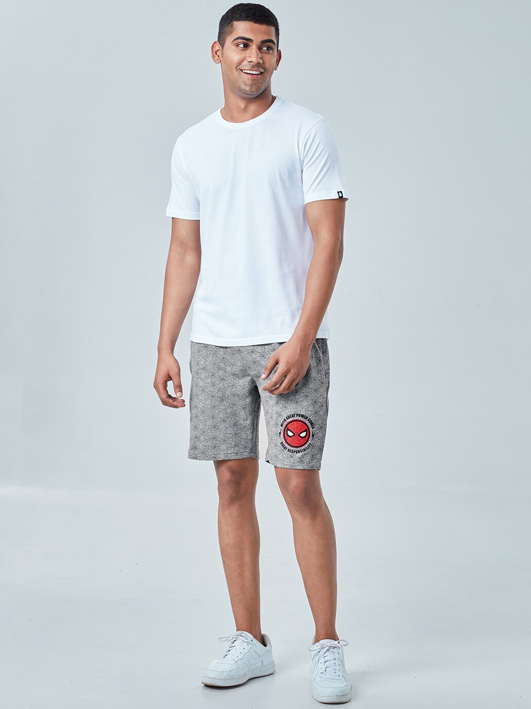 The Souled Store Men Grey Printed Outdoor Shorts