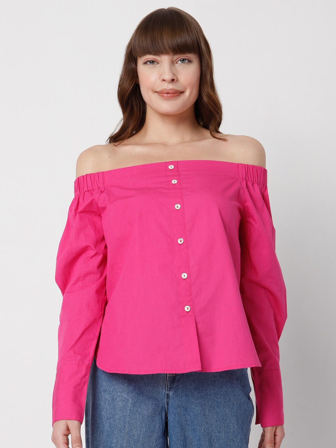 

Vero Moda Women Pink Off-Shoulder Top