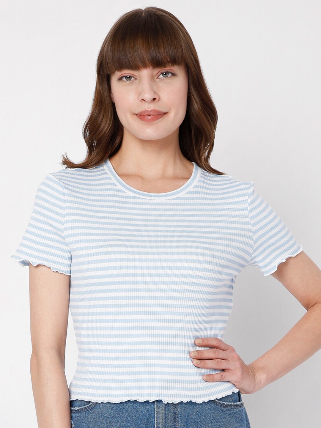 

Vero Moda Blue & White Striped Knitted Top