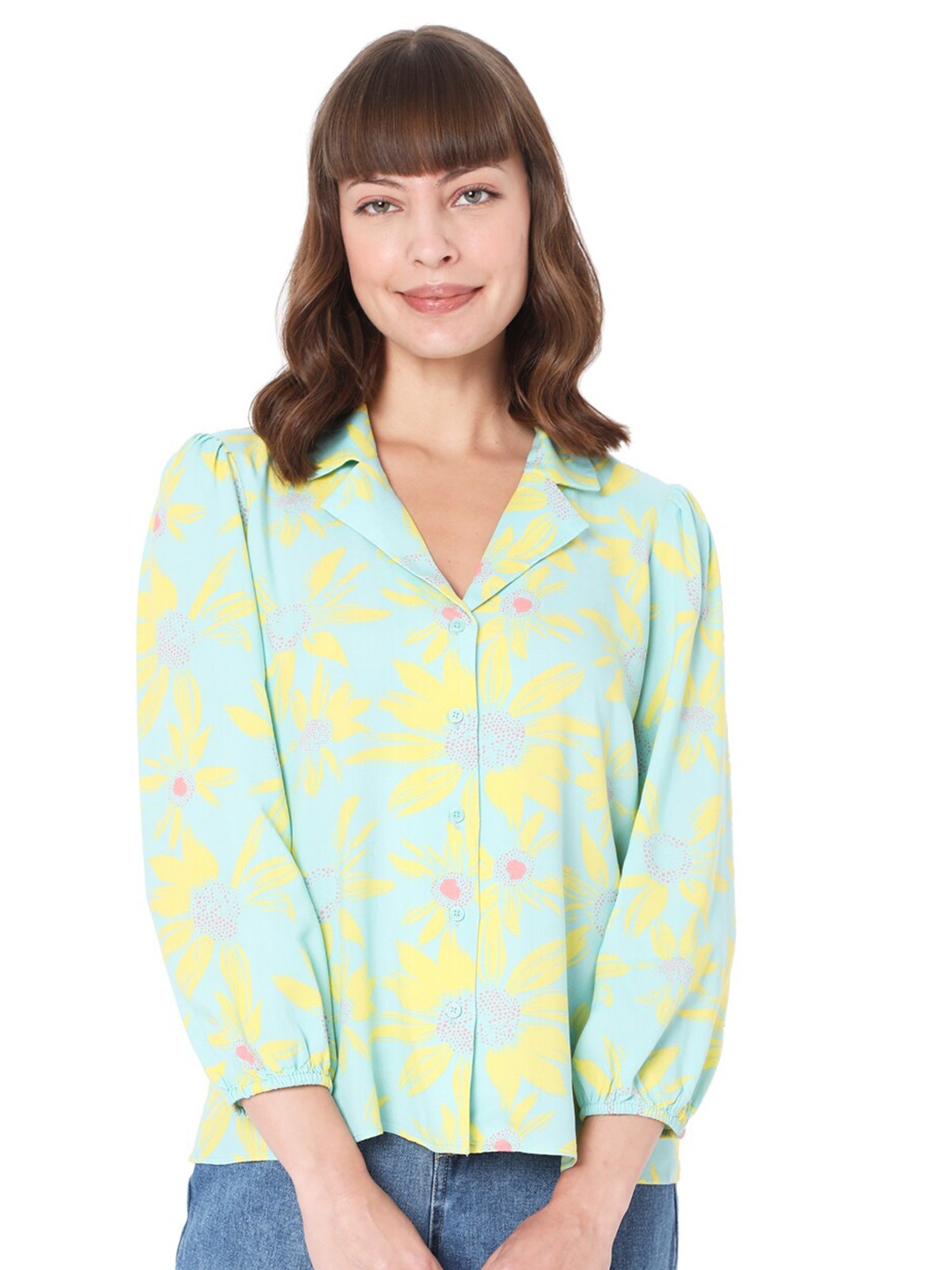 

Vero Moda Women Blue Floral Printed Casual Shirt