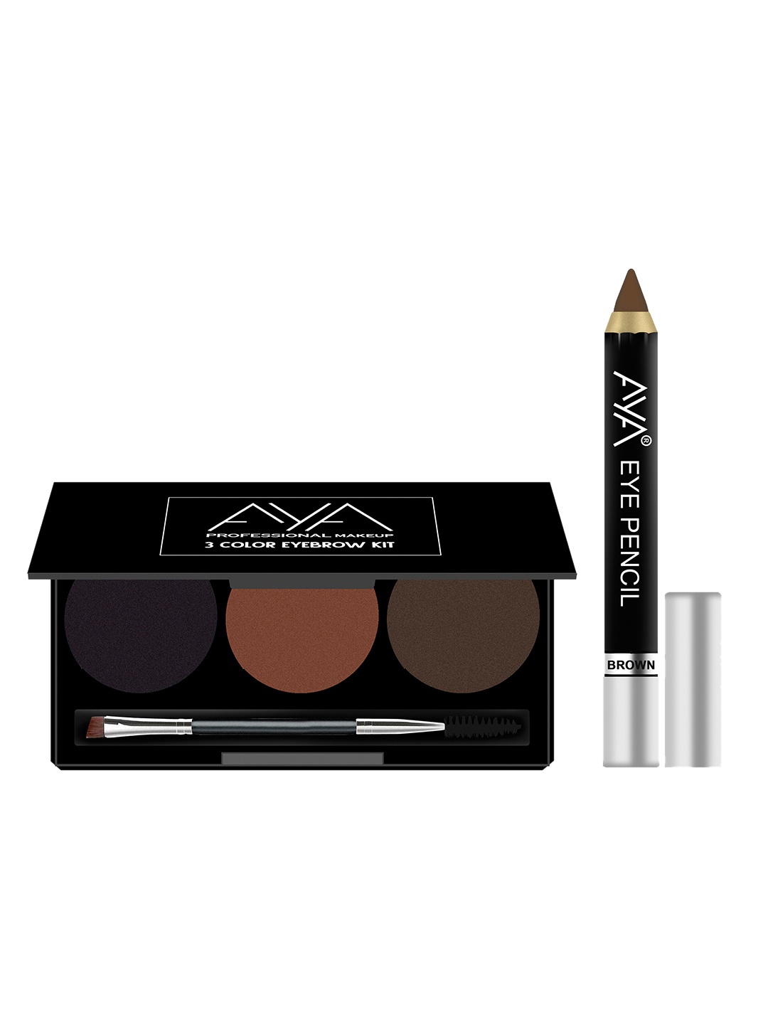 

AYA Set of Eyebrow Cake & Eye Pencil Kajal Eyeliner, Multi