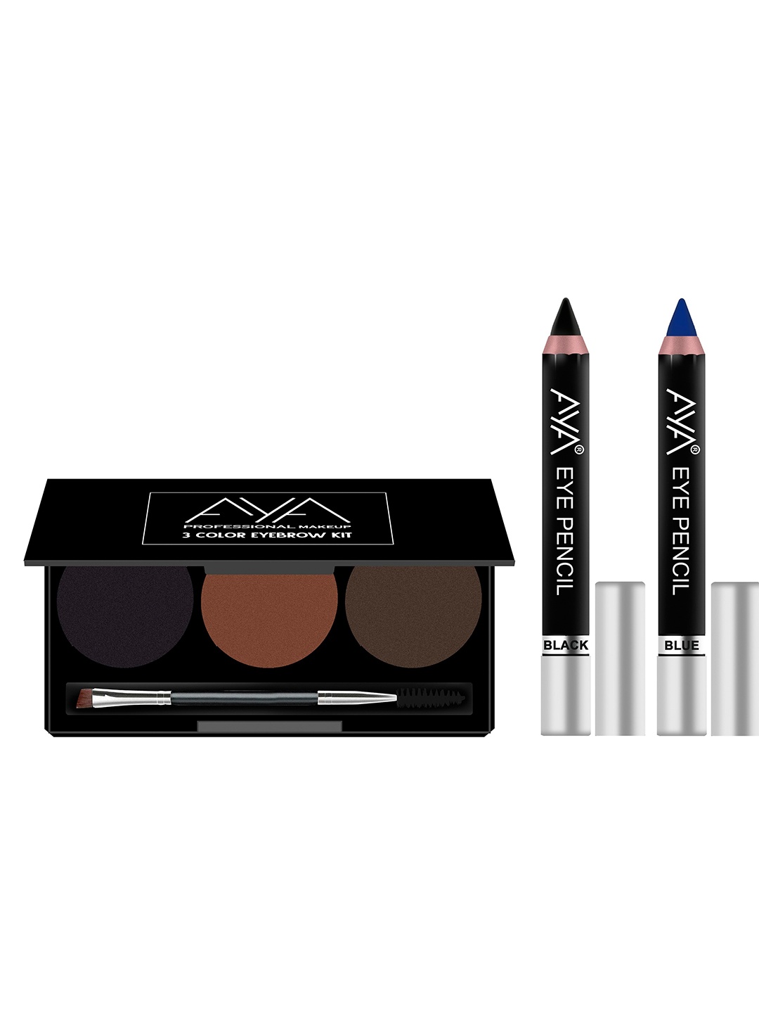 

AYA Set of Eyebrow Cake & 2 Eye Pencil Kajal Eyeliner, Multi