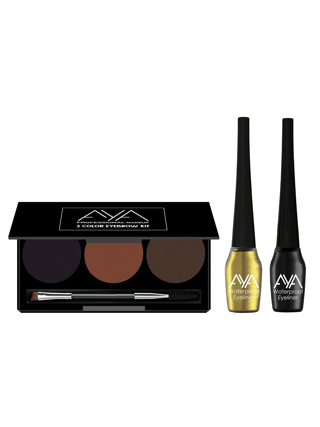 

AYA Set of Eyebrow Cake & 2 Waterproof Liquid Eyeliner, Multi