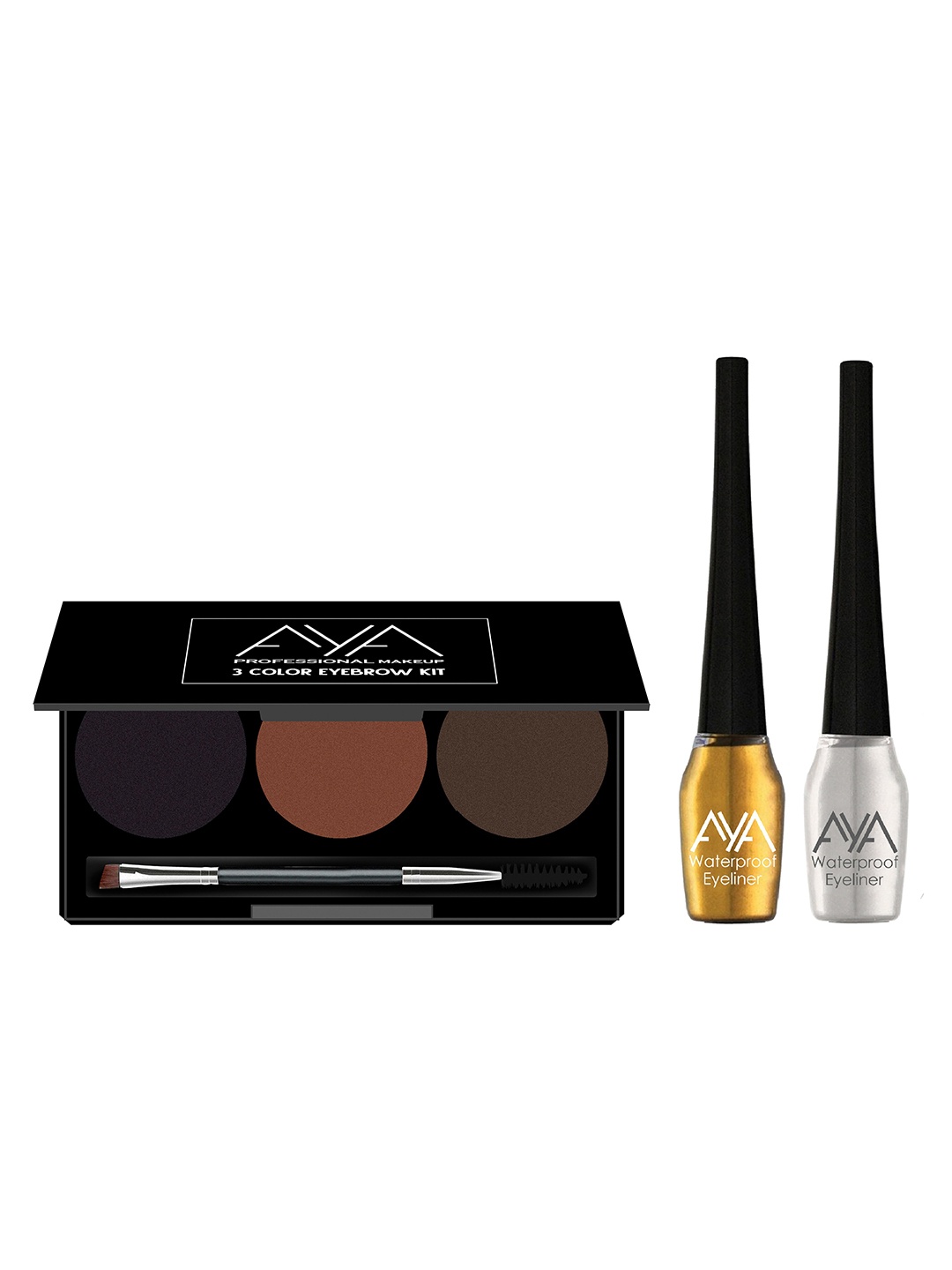 

AYA Set of Eyebrow Cake & 2 Waterproof Liquid Eyeliner, Multi