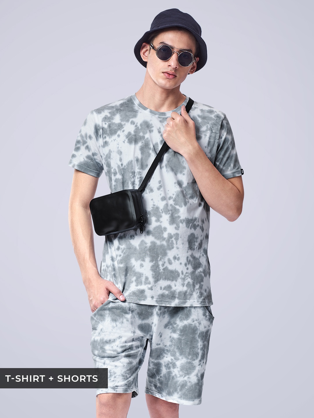 

The Souled Store Men Grey Tie-Dye Printed Co-Ord