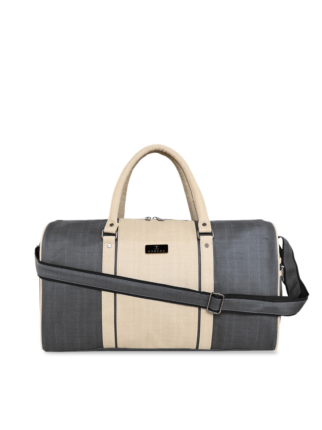 

ESBEDA Men Grey & Cream-Coloured Solid Large Duffel Bag