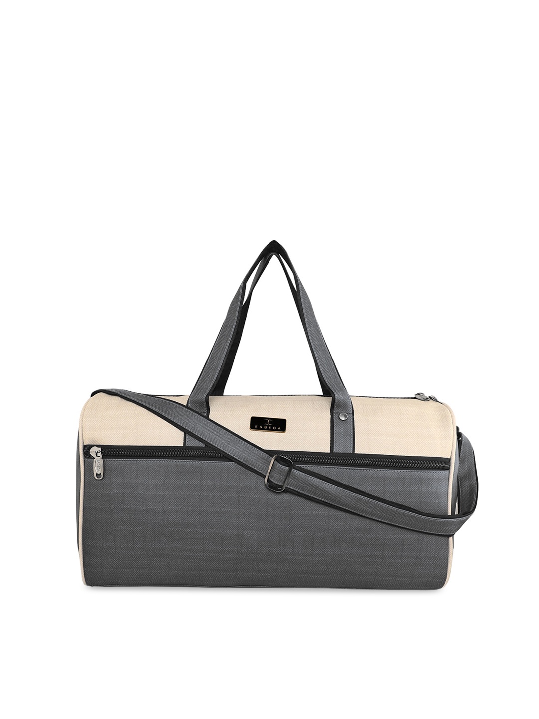 

ESBEDA Men Grey & Beige Colourblocked Duffel Bag