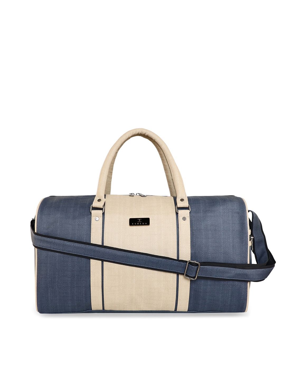 

ESBEDA Men Blue & Cream-Coloured Solid Large Duffel Bag