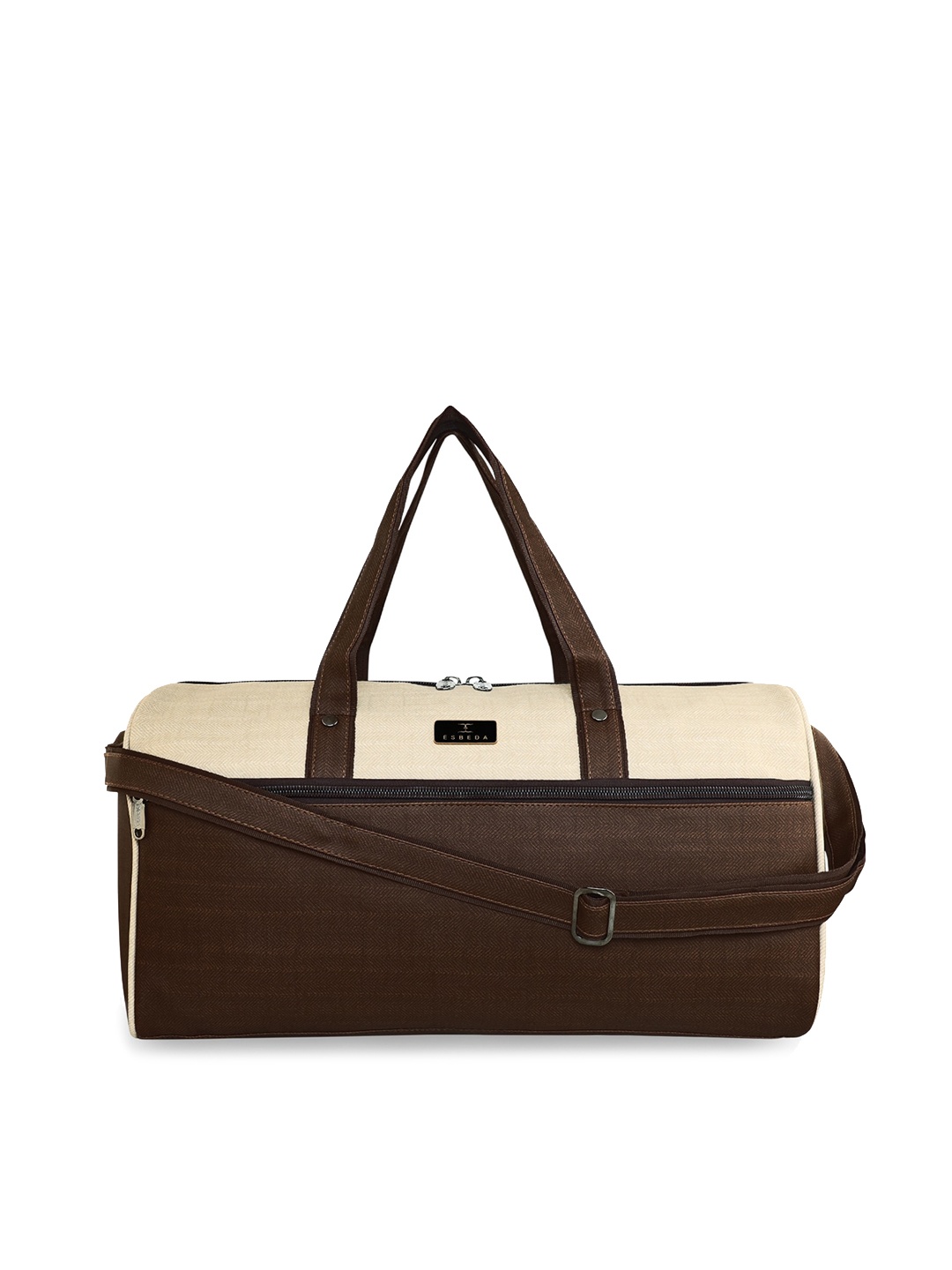 

ESBEDA Men Brown & Beige Solid PU Large Duffel Bag