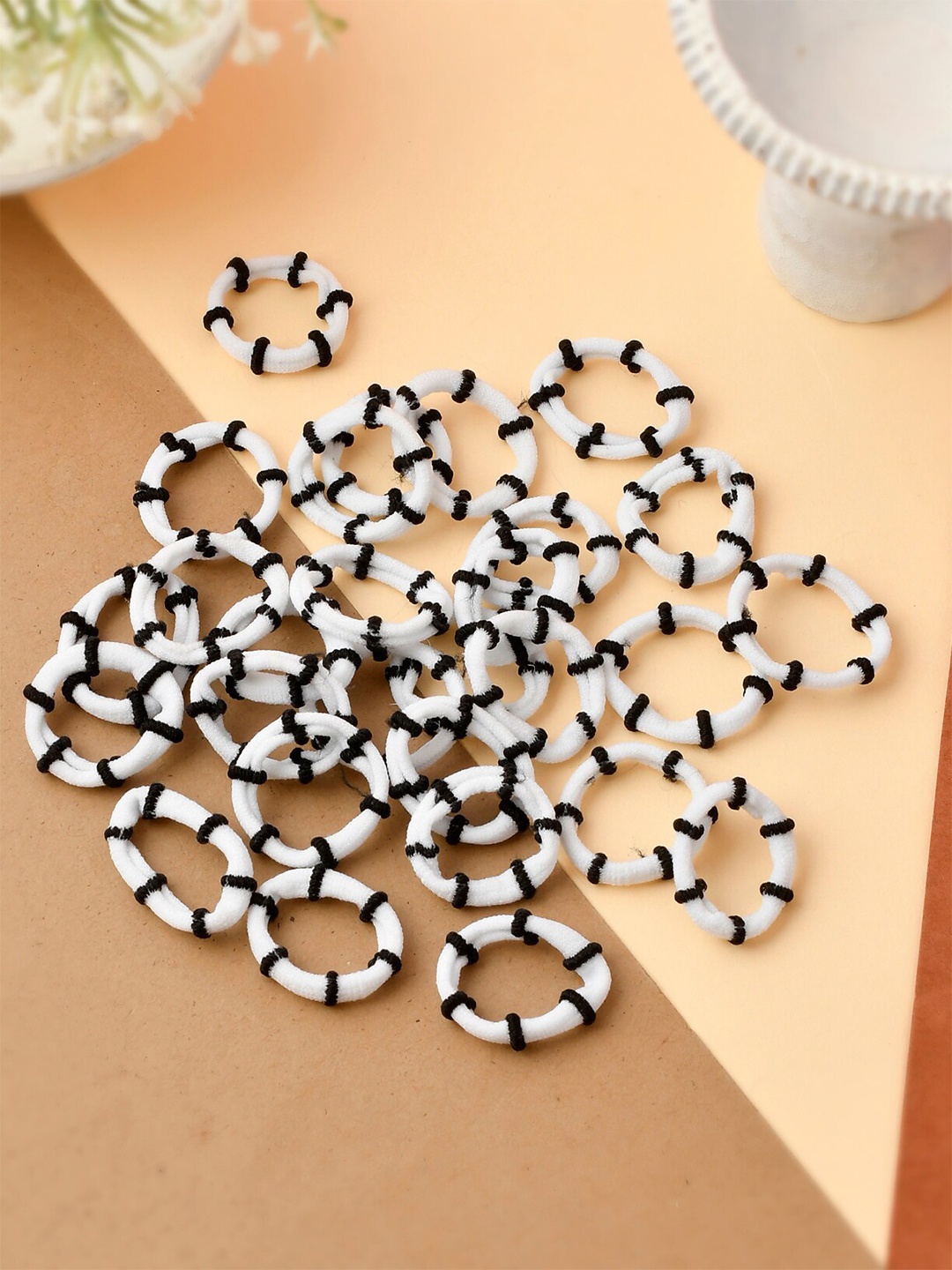 

Silvermerc Designs Women White & Black Ponytail Holders Set of 30