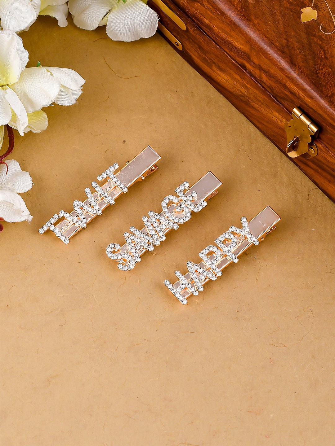 

Silvermerc Designs Girls Rose Gold Set of 3 Alligator Hair Clips