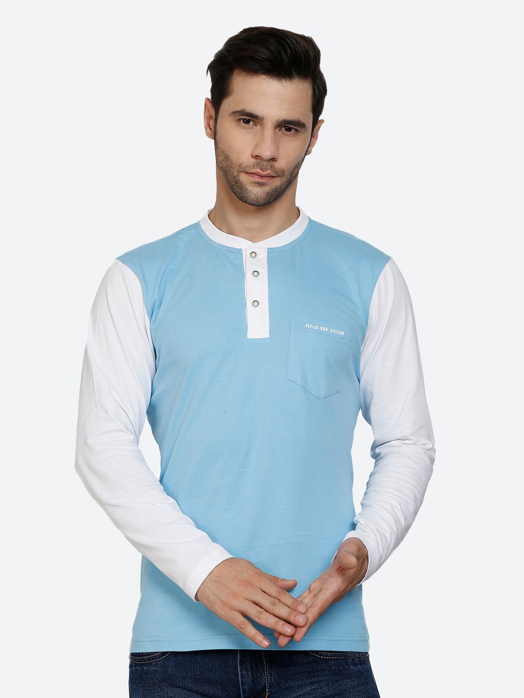 

PEPLOS Men Multicoloured Colourblocked Henley Neck Outdoor T-shirt, Multi