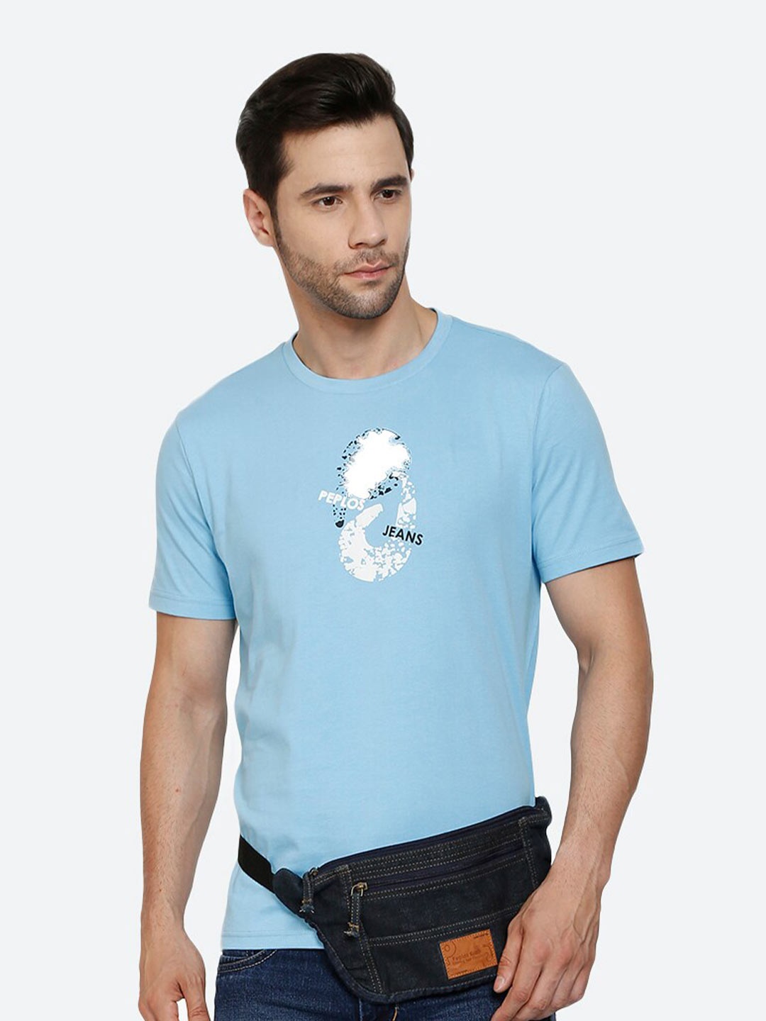 

PEPLOS Men Blue Printed T-shirt