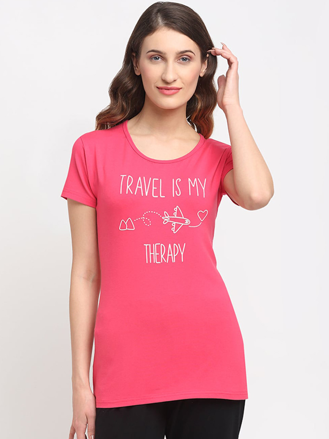 

Kanvin Women Pink Printed Lounge T-shirt