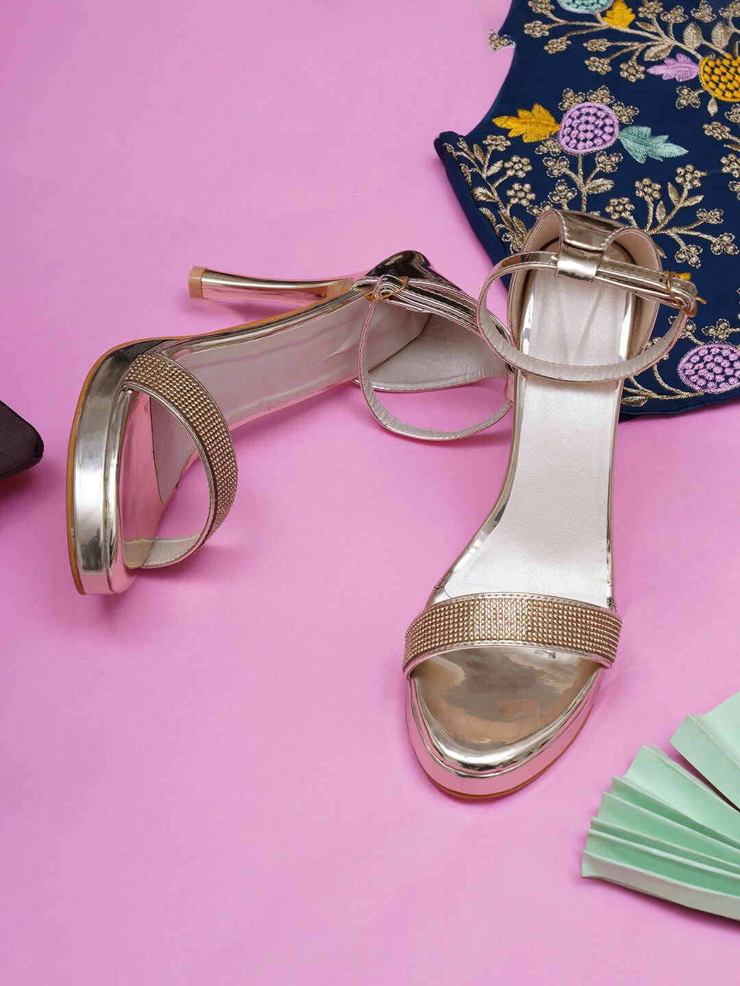 

Misto Gold-Toned & Silver-Toned Embellished Sandals