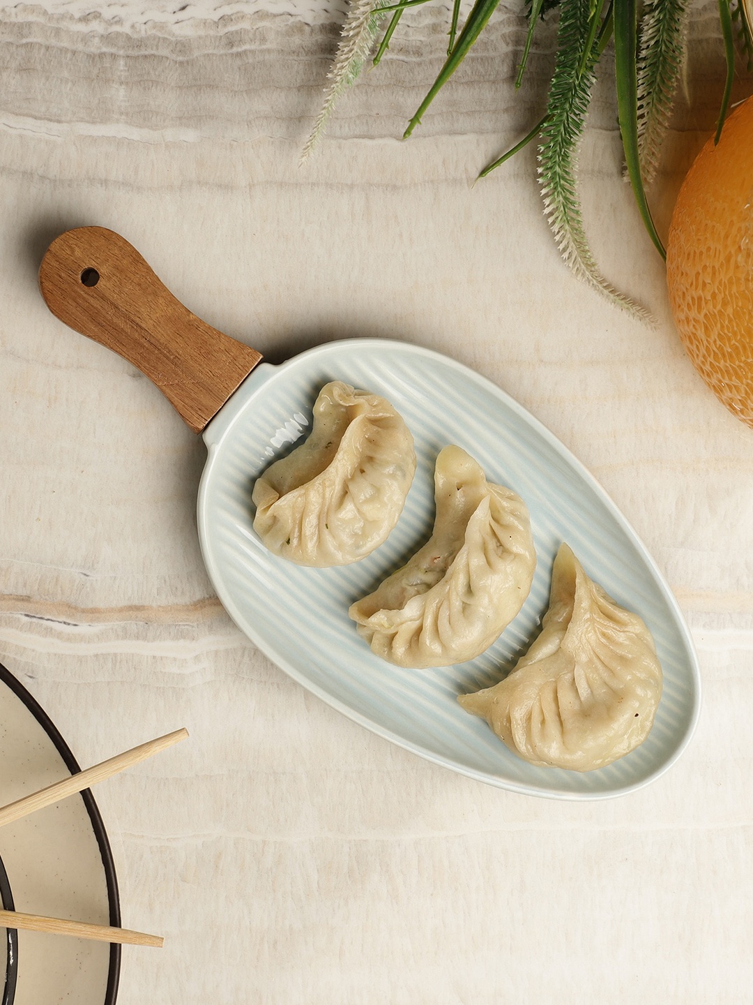 

The Decor Mart Sky Blue Textured Ceramic Serving Platter