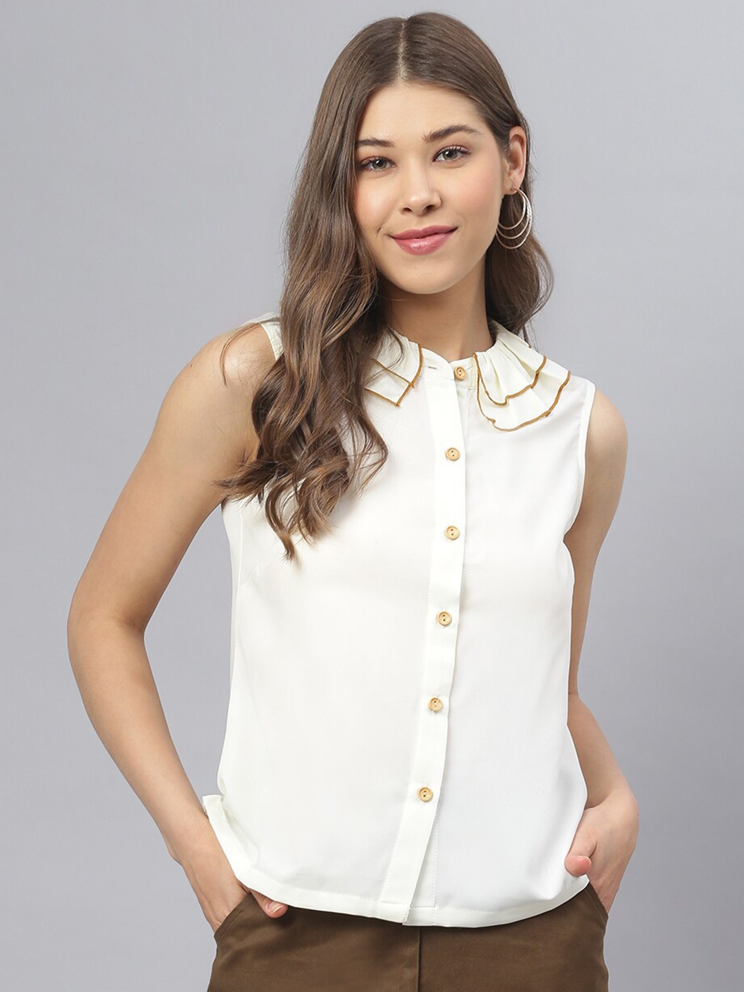 

DEEBACO Women White Relaxed Casual Shirt