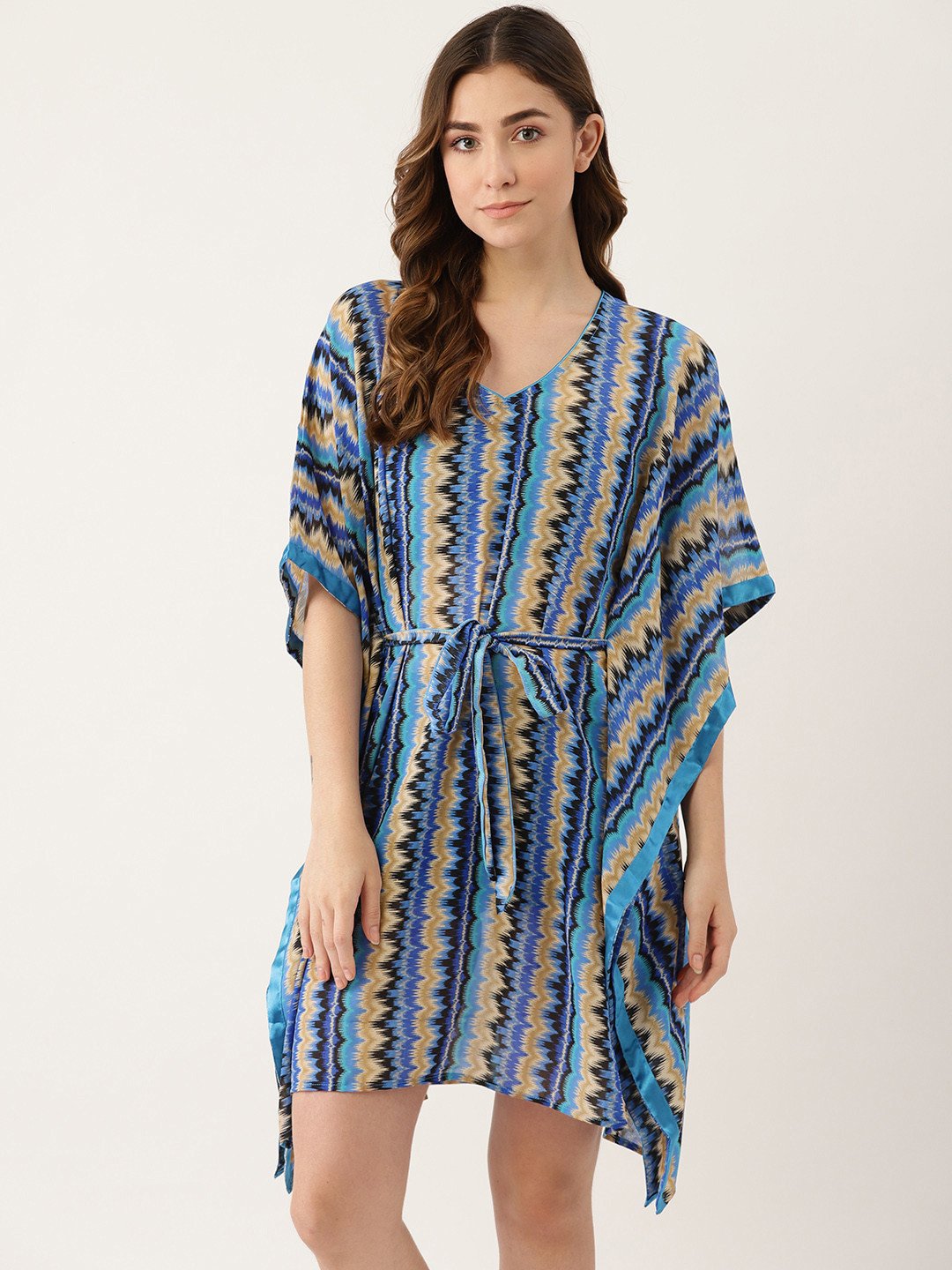 

Ms Lingies Women Blue Abstract Printed Kaftan Nightdress