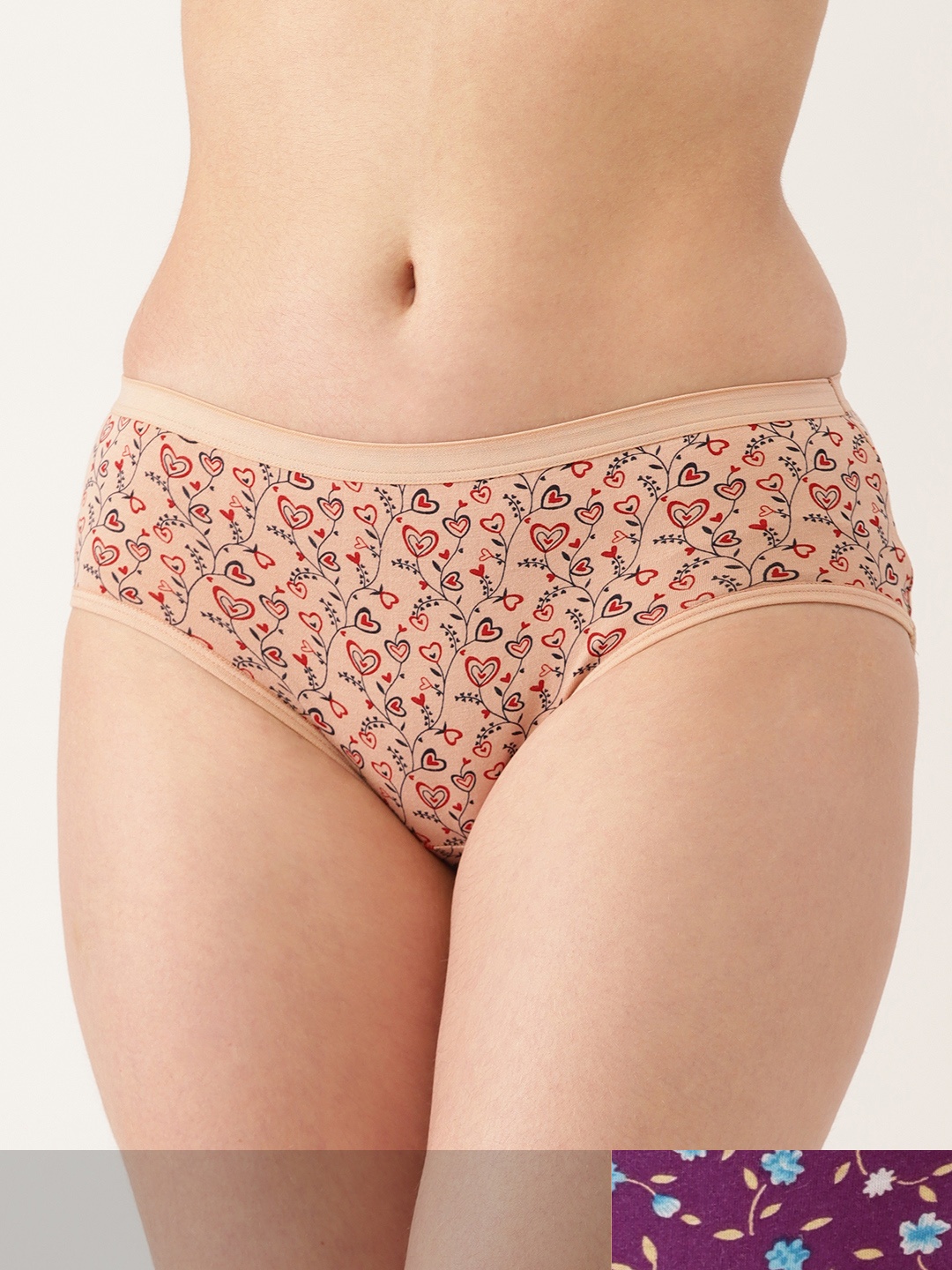 

Ms.Lingies Women Pack of 2 Floral Printed Hipster Briefs MSP094S, Peach