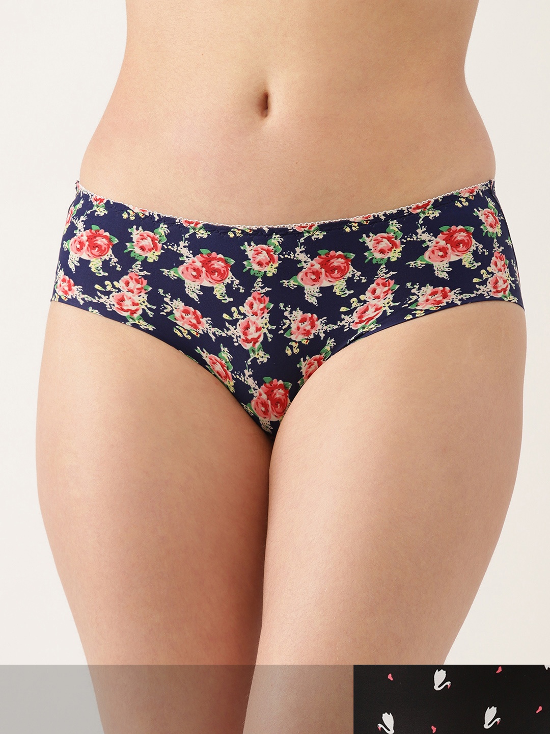 

Ms.Lingies Women Pack of 2 Floral Seamless Hipster Briefs MSP097S, Navy blue