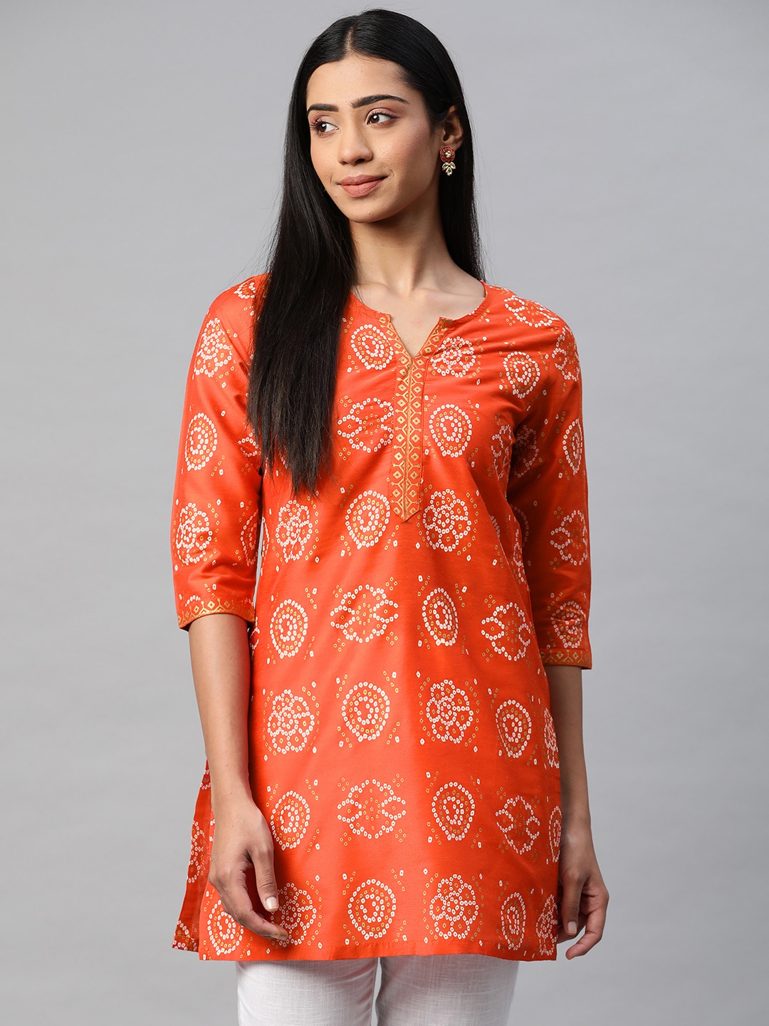 

Laabha Orange & White Printed Tunic