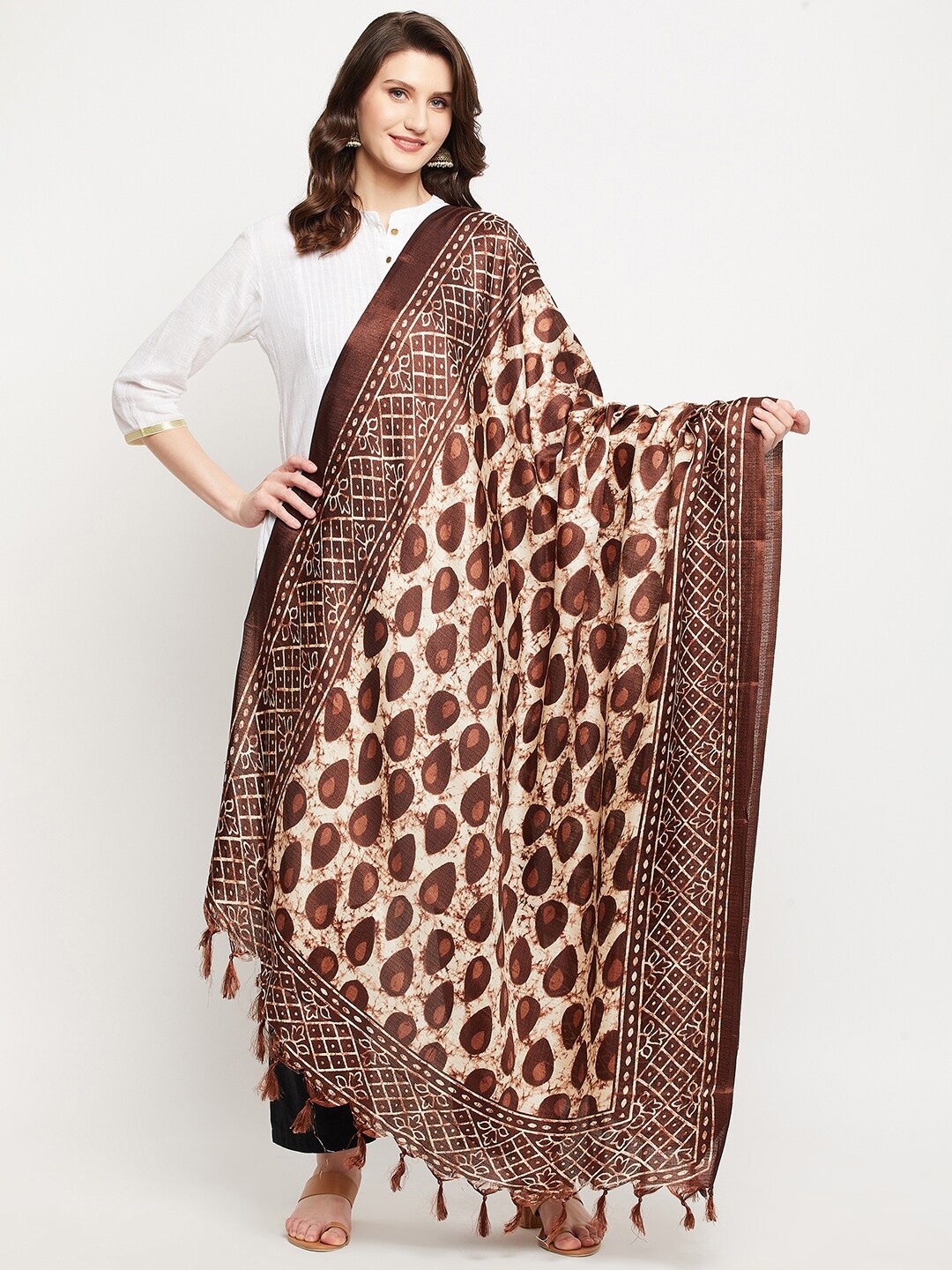 

Clora Creation Coffee Brown Printed Dupatta