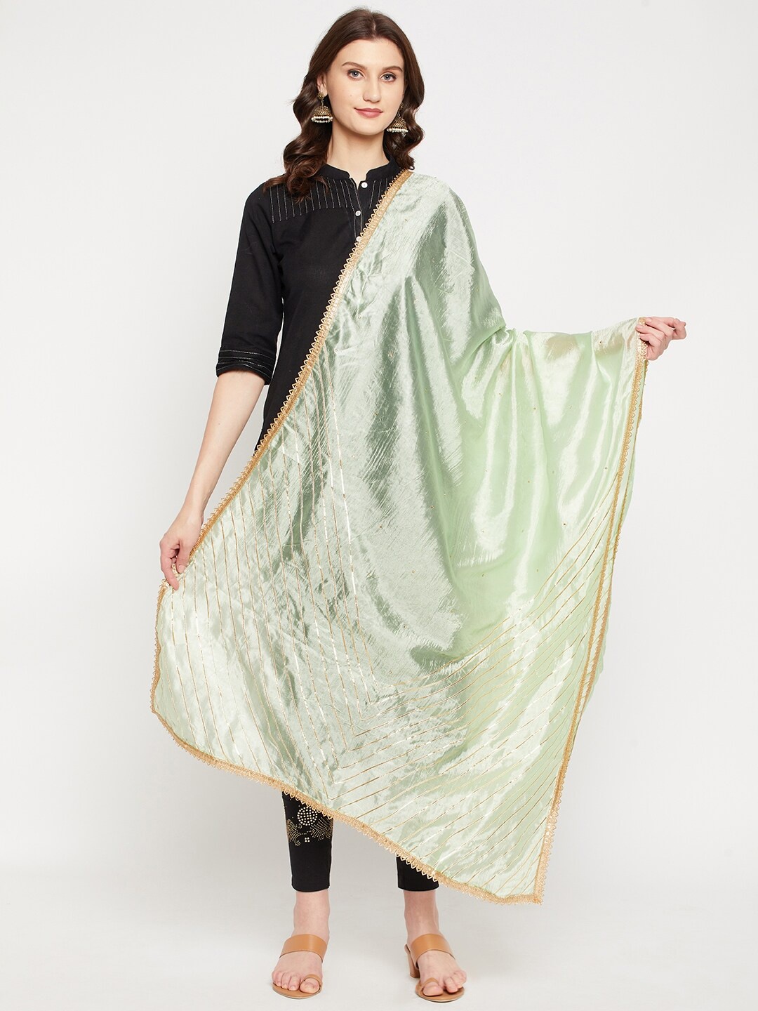 

Clora Creation Green Gotta Patti Sequinned Dupatta