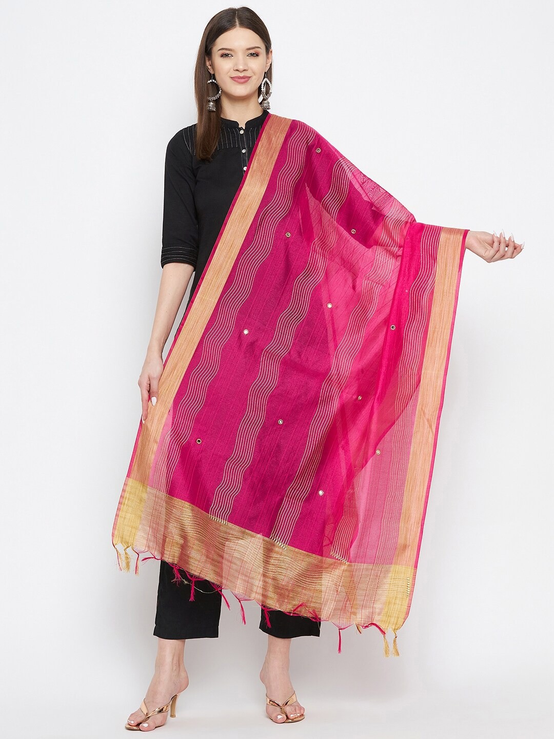 

Clora Creation Magenta & Beige Printed Dupatta