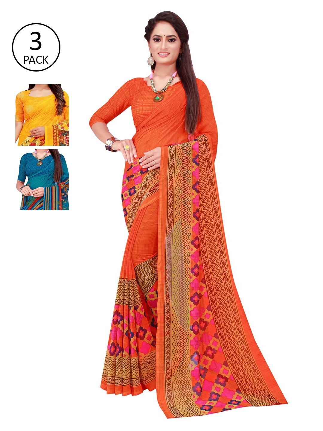 

SAADHVI Multicoloured Pure Georgette Saree, Multi