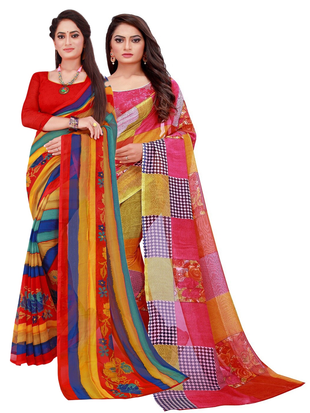 

SAADHVI Pink Pure Georgette Saree