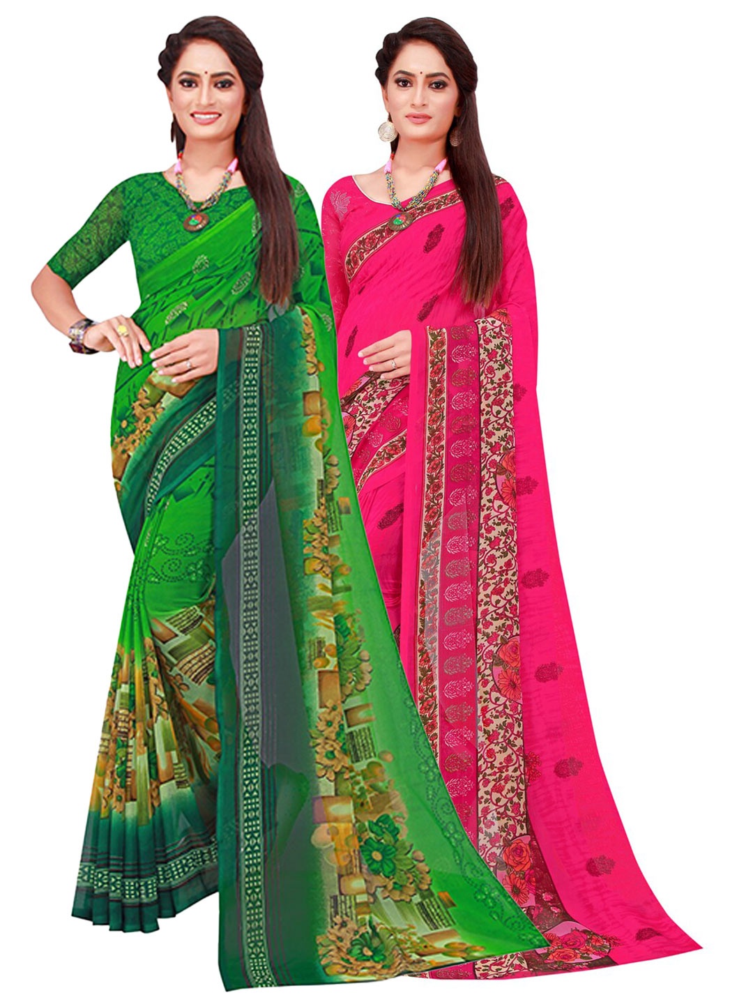 

SAADHVI Multicoloured Floral Pure Georgette Saree, Multi