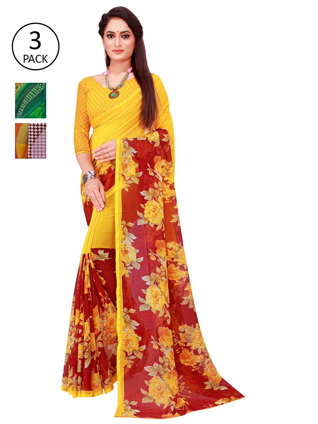 

SAADHVI Multicoloured Pure Georgette Saree, Multi