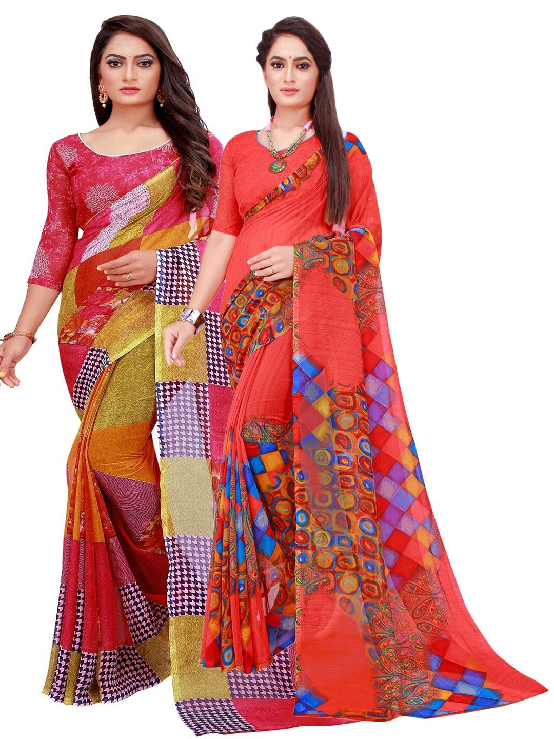 

SAADHVI Multicoloured Pure Georgette Saree, Multi