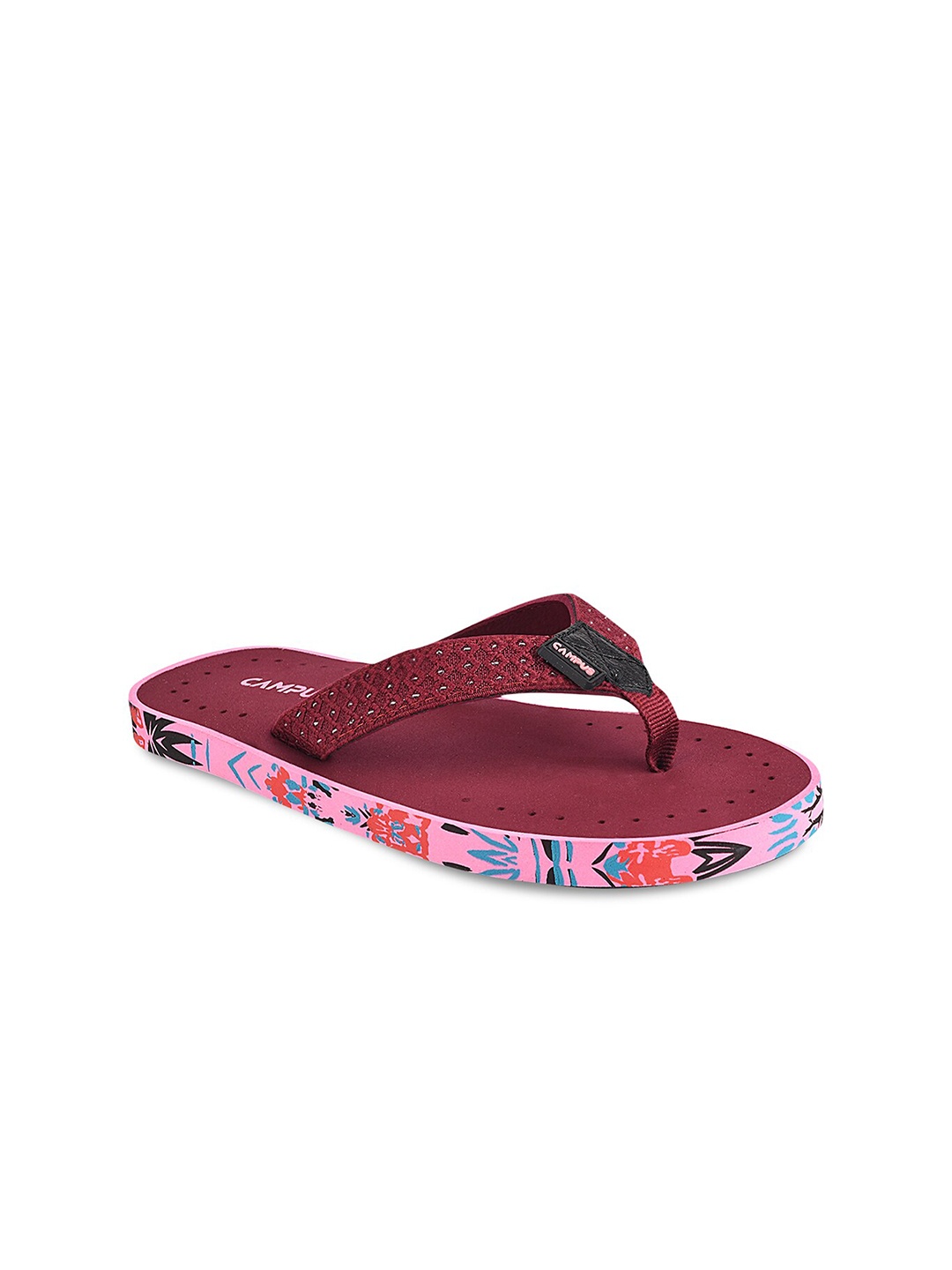 

Campus Women Burgundy Printed Slip-On Flip Flops