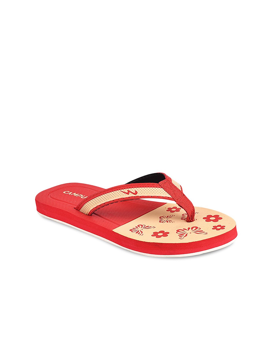 

Campus Women Red & Beige Printed Flip Flops