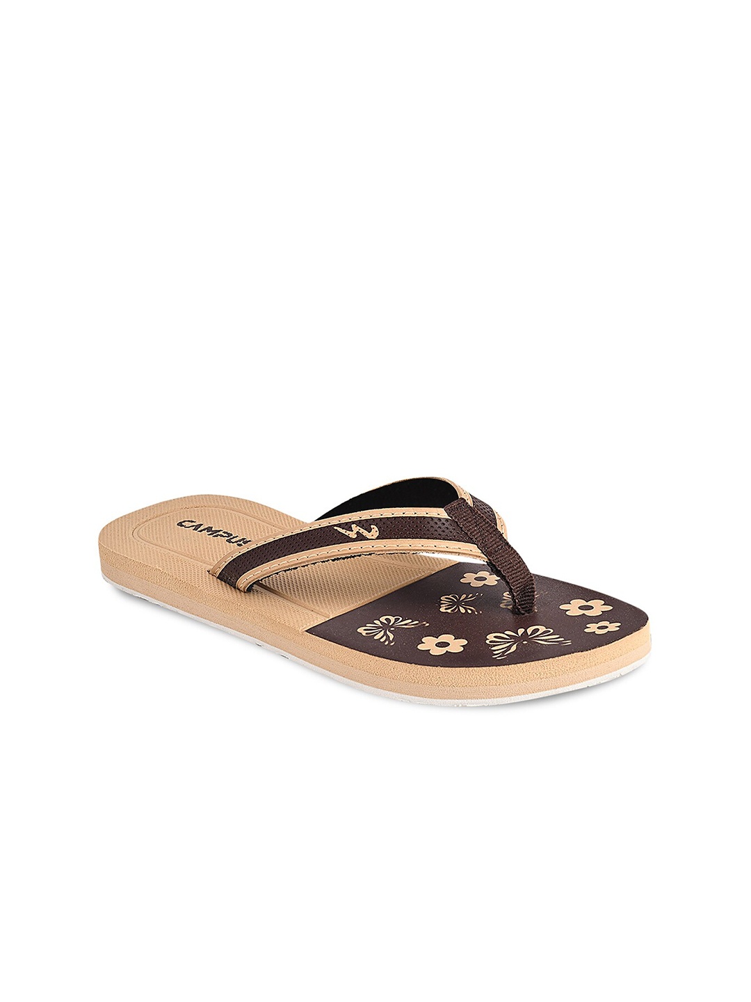 

Campus Women Beige & Brown Printed Thong Flip-Flops