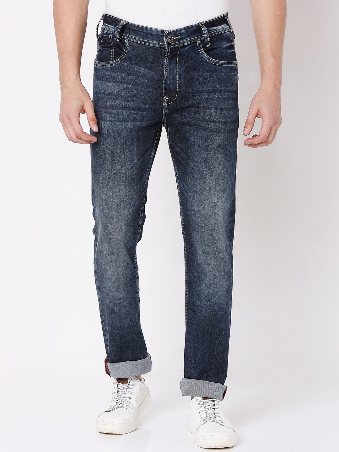 

Mufti Men Blue Straight Fit Heavy Fade Stretchable Jeans