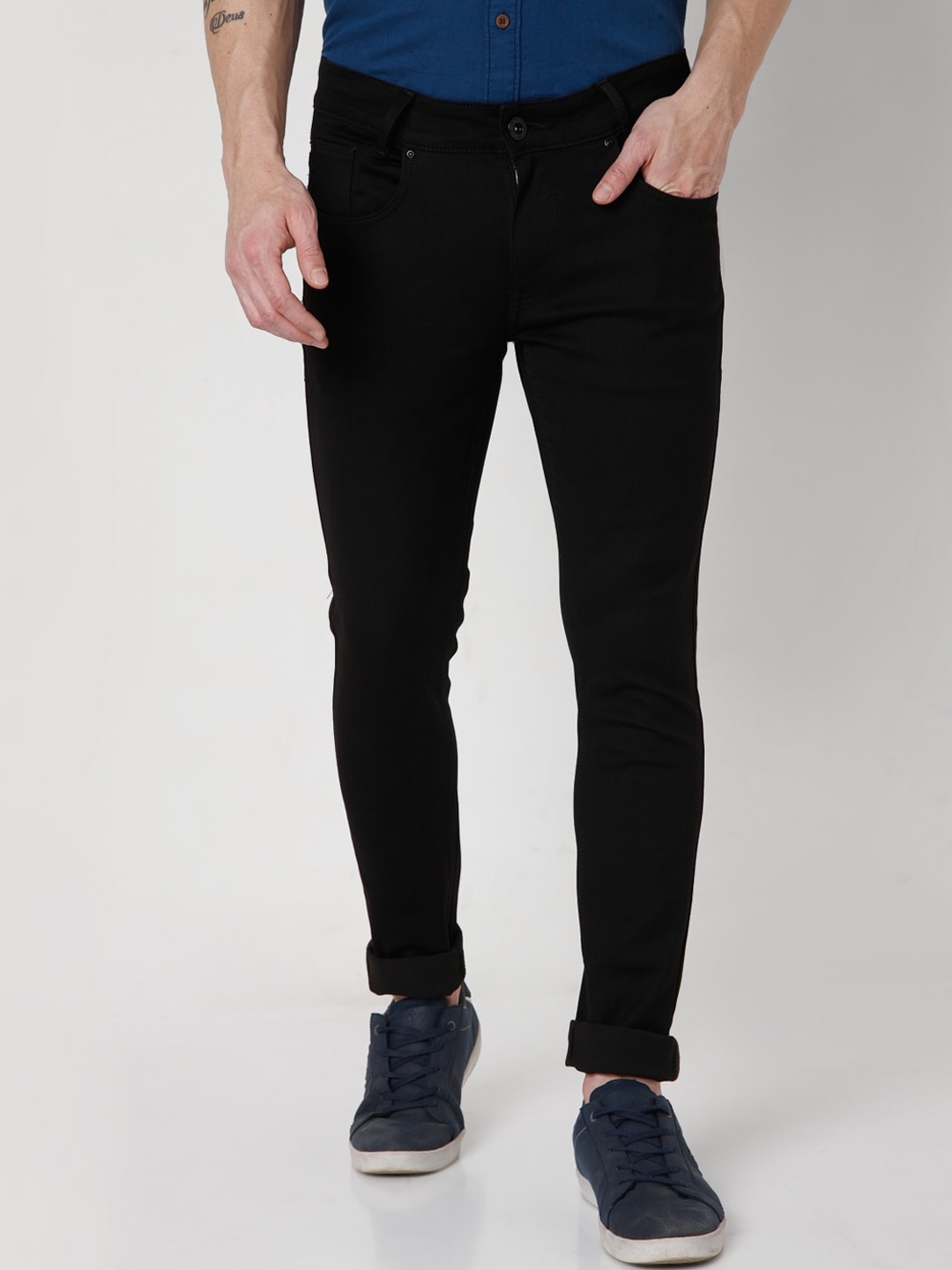 Mufti Men Black Skinny Fit Stretchable Jeans