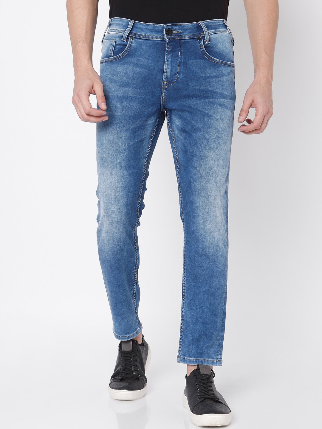 Mufti Men Blue Slim Fit Heavy Fade Stretchable Jeans