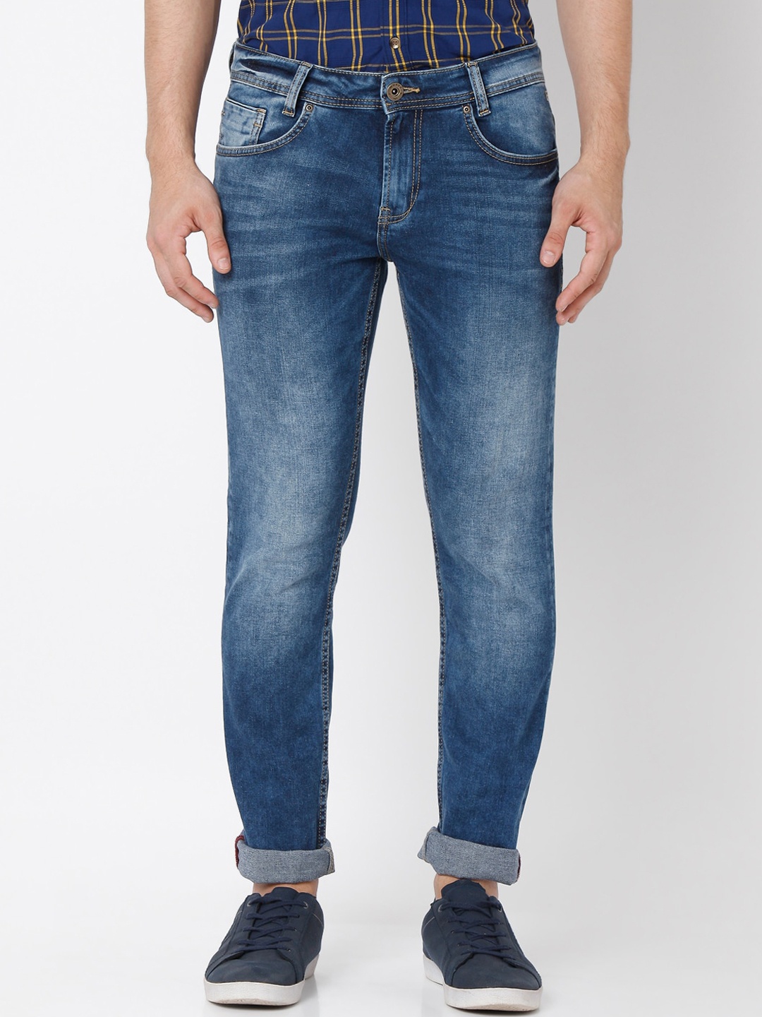 Mufti Men Blue Slim Fit Heavy Fade Jeans