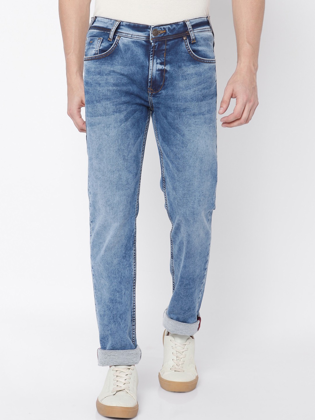 

Mufti Men Blue Straight Fit Heavy Fade Stretchable Jeans