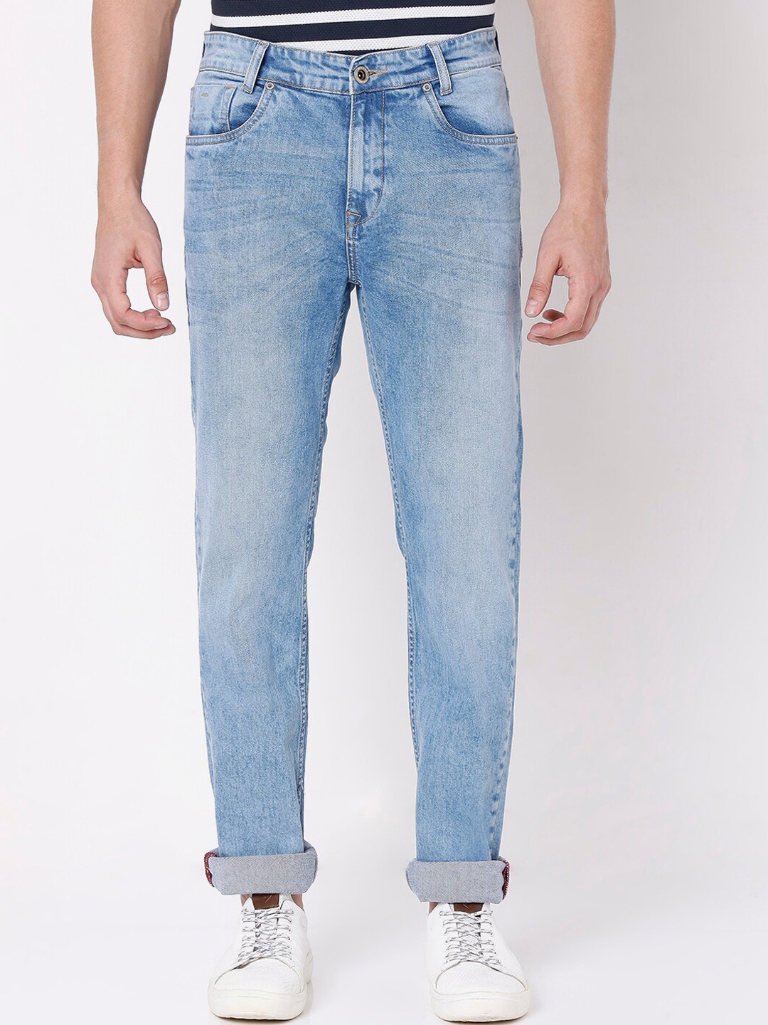 

Mufti Men Blue Straight Fit Heavy Fade Stretchable Jeans