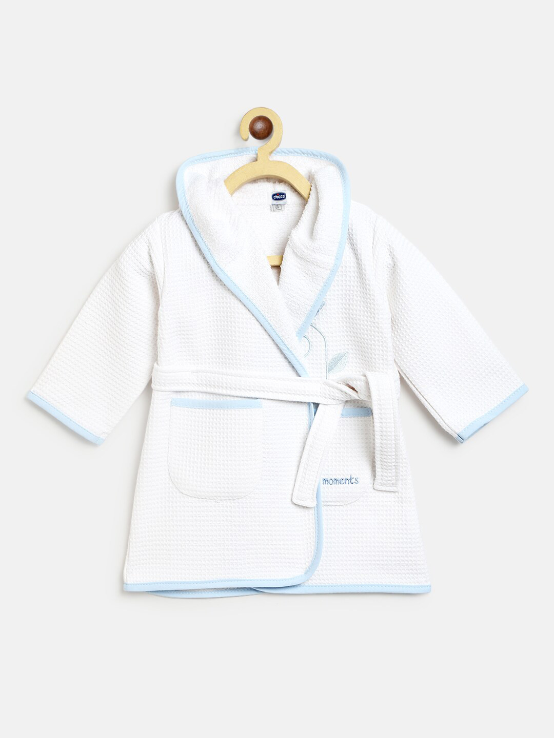 

Chicco Infant White & Blue Solid Bath Robe